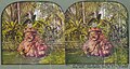 Old stereocard view of Hindu statue near Malang