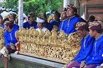 Balinese men playing gamelan