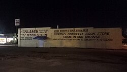 Exterior of Haslam's Book Store in St. Petersburg, Florida, US, at night on 16 April 2024.jpg